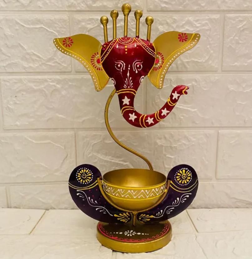 Intricately Crafted Spiritual Decor – Ganesha with Tealight Candle Holder