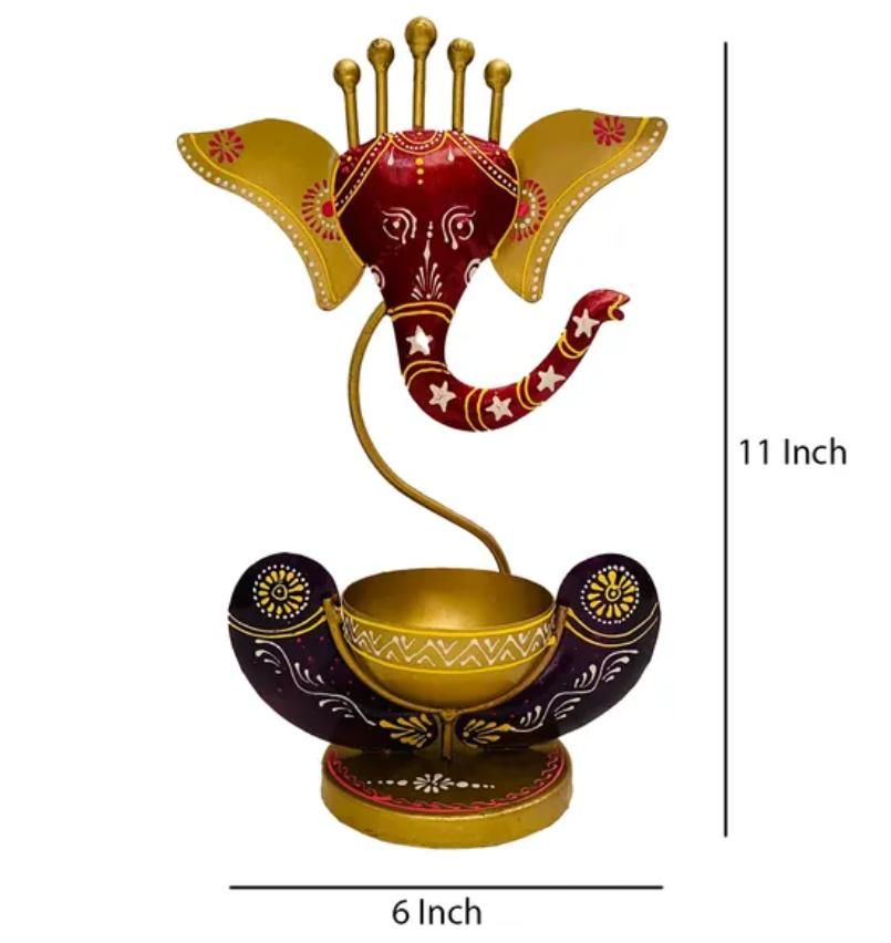 Intricately Crafted Spiritual Decor – Ganesha with Tealight Candle Holder
