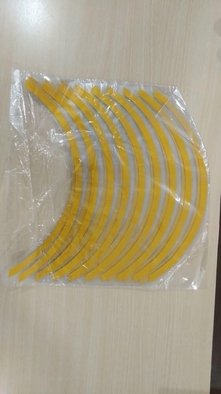 Car & Bike Tyre Body Reflective Stickers (18 Stripes - Yellow Colour)