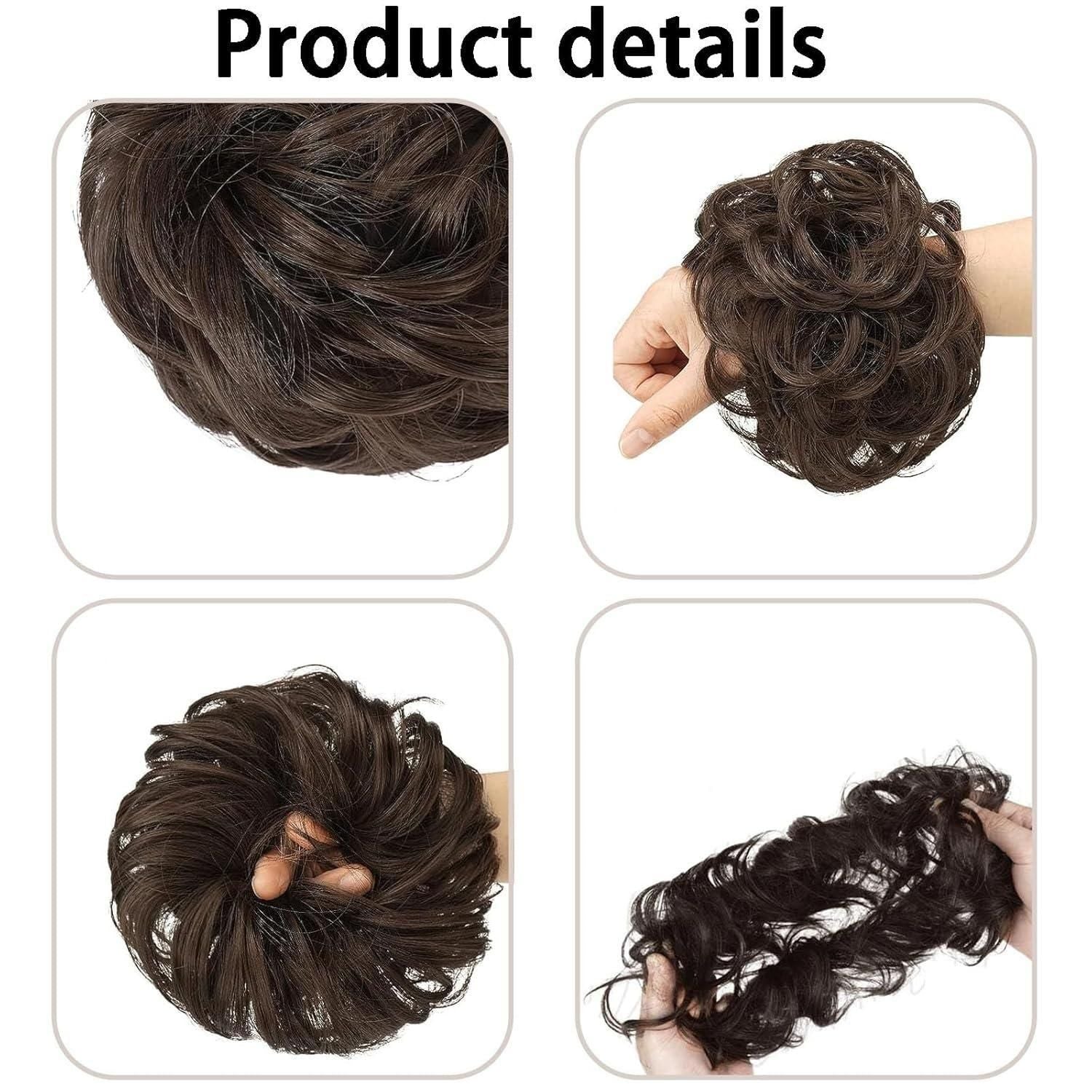 Elastic Artificial Hair Bun (Brown & Black) – Pack of 2